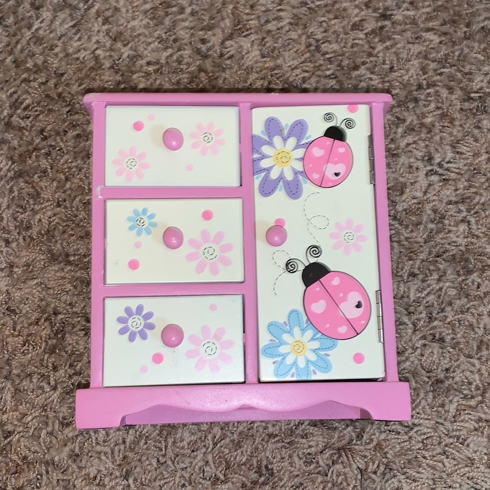 Flower and Lady Bug Jewelry Box